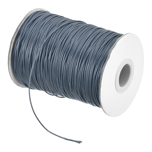QUARKZMAN Gewachster Faden 0,8 mm gewachster Polyesterfaden 160 m Wachsschnur für Armbandherstellung, Halsketten, Perlen, Schmuckherstellung und Basteln (Dunkelgrau) von QUARKZMAN