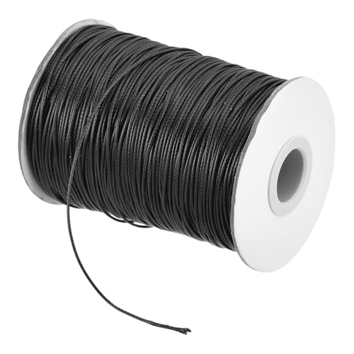 QUARKZMAN Gewachster Faden 0,8 mm gewachster Polyesterfaden 160 m Wachsschnur für Armbandherstellung, Halsketten, Perlen, Schmuckherstellung und Basteln (Schwarz) von QUARKZMAN