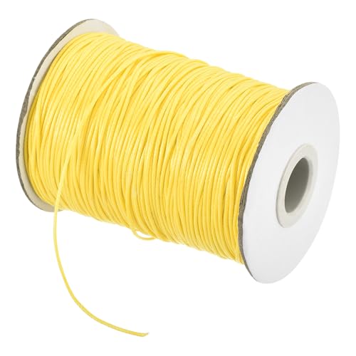QUARKZMAN Gewachster Faden 0,8 mm gewachster Polyesterfaden 160 m Wachsschnur für Armbandherstellung, Halsketten, Perlen, Schmuckherstellung und DIY-Handwerk (Hellgelb) von QUARKZMAN