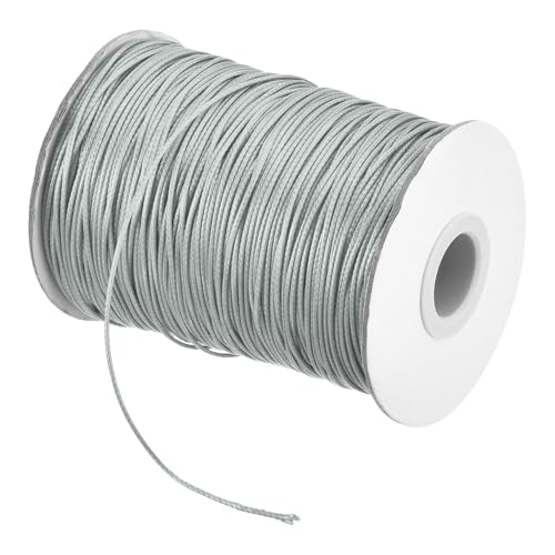 QUARKZMAN Gewachster Faden 1,2 mm Gewachster Polyesterfaden 160 m Wachsschnur für Armbandherstellung, Halsketten, Perlen, Schmuckherstellung und Basteln (Hellgrau) von QUARKZMAN