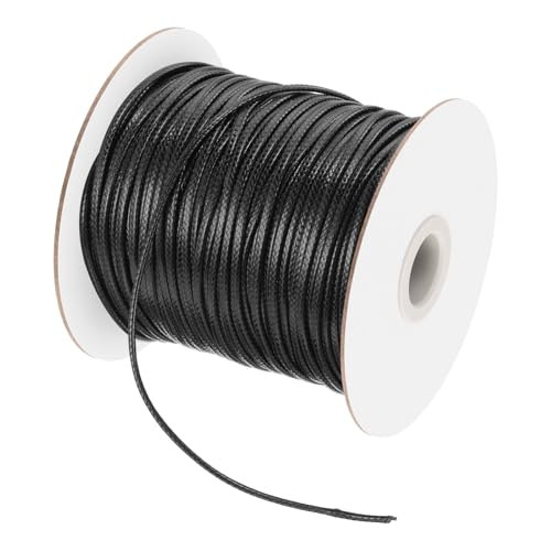 QUARKZMAN Gewachster Faden 2mm Gewachster Polyesterfaden 98 Yard Wachsschnur für Armbandherstellung, Halsketten, Perlen, Schmuckherstellung und DIY-Basteln (Schwarz) von QUARKZMAN
