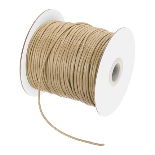 QUARKZMAN Gewachster Faden 2mm gewachste Kordel 90 m Gewachste Baumwollschnur für Armbandherstellung, Halsketten, Perlen, Schmuckherstellung und DIY-Basteln (Khaki) von QUARKZMAN
