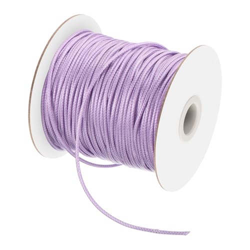 QUARKZMAN Gewachster Faden 2mm gewachste Kordel 90 m Gewachste Baumwollschnur für Armbandherstellung, Halsketten, Perlen, Schmuckherstellung und DIY-Handwerk (Hellviolett) von QUARKZMAN