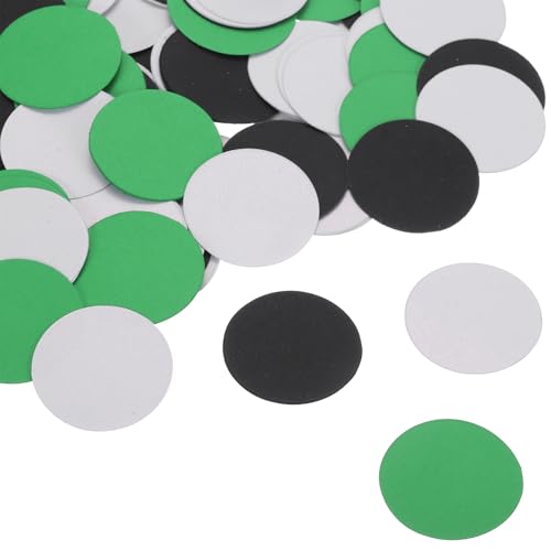 QUARKZMAN Glanzrunde Konfetti-Ausschnitte aus Papierkreisen für Hochzeitsgeburtstagsfeier-Tischwanddekorationen, 1,2" im Durchmesser (Grün & Schwarz & Weiß, 200 Stück) von QUARKZMAN