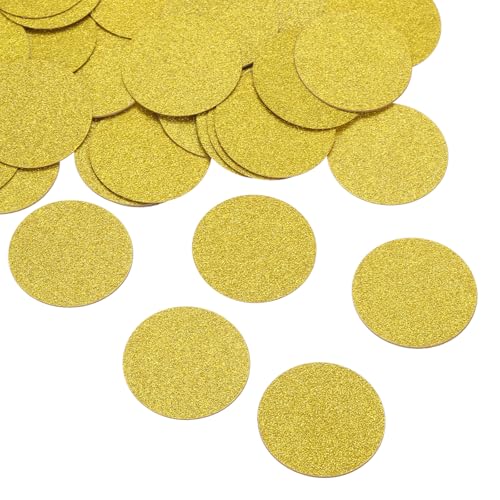 QUARKZMAN Glanzrunde Konfetti-Ausschnitte aus Papierkreisen für Hochzeitsgeburtstagsfeier-Tischwanddekorationen, Durchmesser 3 cm (Gold, 200 Stück) von QUARKZMAN