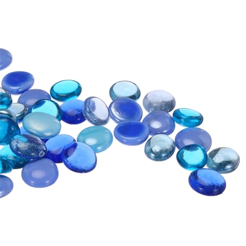 QUARKZMAN Glasperlen, 36 Stück Flache Glas-Edelsteine Blau Gemischt 0,44 lbs (0,67-0,87") Glas Murmeln Kieselsteine für Vasenfüller Aquarium Dekor DIY Handwerk von QUARKZMAN