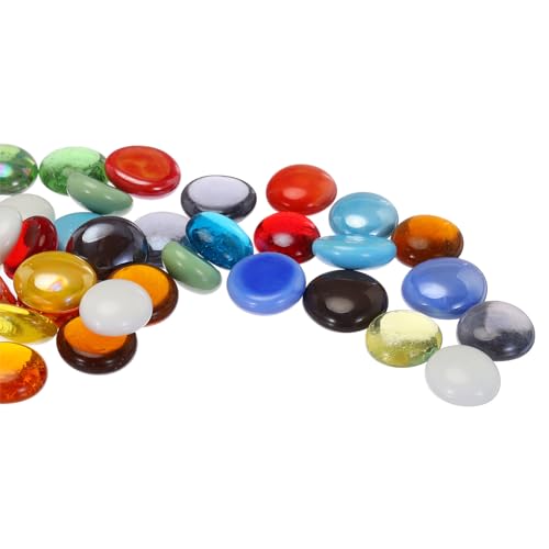 QUARKZMAN Glasperlen, 36 Stück Flache Glas-Edelsteine Bunt Gemischt 0,44 lbs (0,67-0,87") Glas Murmeln Kieselsteine für Vasenfüller Aquarium Dekor DIY Handwerk von QUARKZMAN