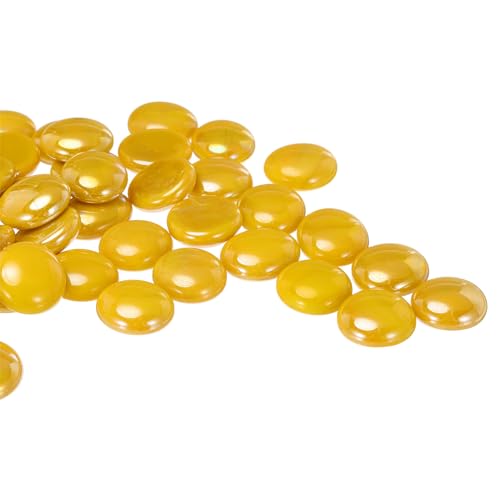 QUARKZMAN Glasperlen, 36 Stück Flache Glas-Edelsteine Gelb 0,44 lbs (0,67-0,87") Glas Murmeln Kieselsteine für Vasenfüller Aquarium Dekor DIY Handwerk von QUARKZMAN