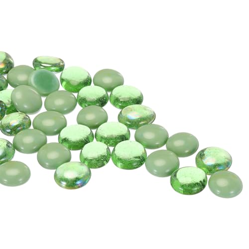 QUARKZMAN Glasperlen, 36 Stück Flache Glas-Edelsteine Grün Gemischt 0,44 lbs (0,67-0,87") Glas Murmeln Kieselsteine für Vasenfüller Aquarium Dekor DIY Handwerk von QUARKZMAN