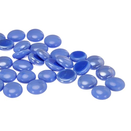 QUARKZMAN Glasperlen, 36 Stück Flache Glas-Edelsteine Hellblau 0,44 lbs (0,67-0,87") Glas Murmeln Kieselsteine für Vasenfüller Aquarium Dekor DIY Handwerk von QUARKZMAN