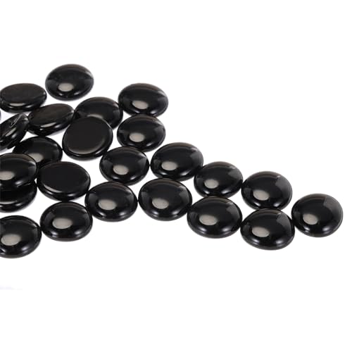 QUARKZMAN Glasperlen, 36 Stück Flache Glas-Edelsteine Schwarz 0,44 lbs (0,67-0,87") Glas Murmeln Kieselsteine für Vasenfüller Aquarium Dekor DIY Handwerk von QUARKZMAN