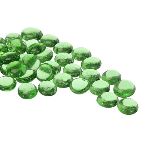 QUARKZMAN Glasperlen, 36 Stück Flache Glas-Edelsteine Transparent Dunkelgrün 0,44 lbs (0,67-0,87") Glas Murmeln Kieselsteine für Vasenfüller Aquarium Dekor DIY Handwerk von QUARKZMAN