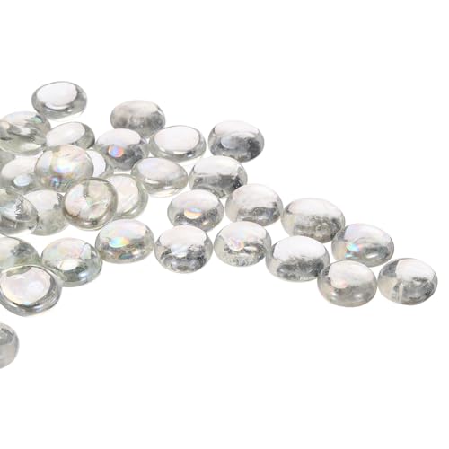 QUARKZMAN Glasperlen, 36 Stück Flache Glas-Edelsteine Transparent Weiß 0,44 lbs (0,67-0,87") Glas Murmeln Kieselsteine für Vasenfüller Aquarium Dekor DIY Handwerk von QUARKZMAN