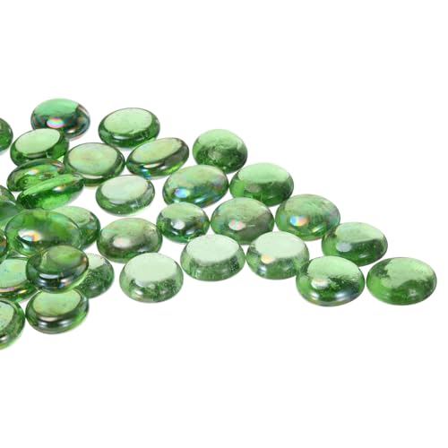 QUARKZMAN Glasperlen, 36 Stück Flache Glas-Edelsteine Transparentes Grün 0,44 lbs (0,67-0,87") Glas Murmeln Kieselsteine für Vasenfüller Aquarium Dekor DIY Handwerk von QUARKZMAN