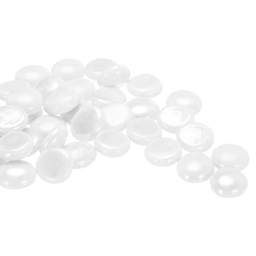 QUARKZMAN Glasperlen, 36 Stück Flache Glas-Edelsteine Weiß 0,44 lbs (0,67-0,87") Glas Murmeln Kieselsteine für Vasenfüller Aquarium Dekor DIY Handwerk von QUARKZMAN