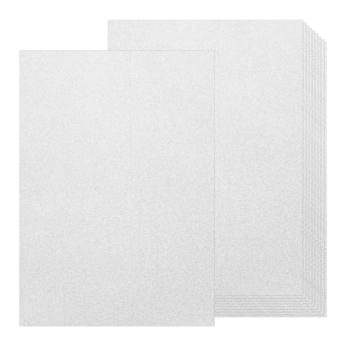 QUARKZMAN Glimmer Karton, 10 Blatt funkelndes Papier Selbstklebendes Glitzer Aufkleberpapier für DIY Projekte Kunsthandwerk Weihnachten Geburtstagsfeier Hochzeitsdekoration, Silber, 80 g/m² von QUARKZMAN