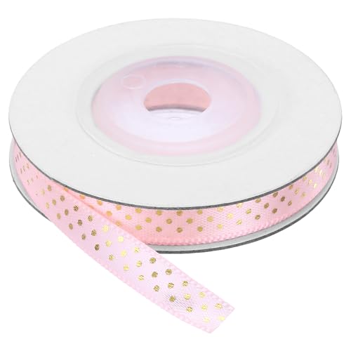 QUARKZMAN Grosgrain Bänder 10 Yards 1/4 Zoll Pink mit Goldpunkten Band Schleifen Dekoration für Basteln Geschenkverpackung Hochzeit DIY Handgefertigt von QUARKZMAN