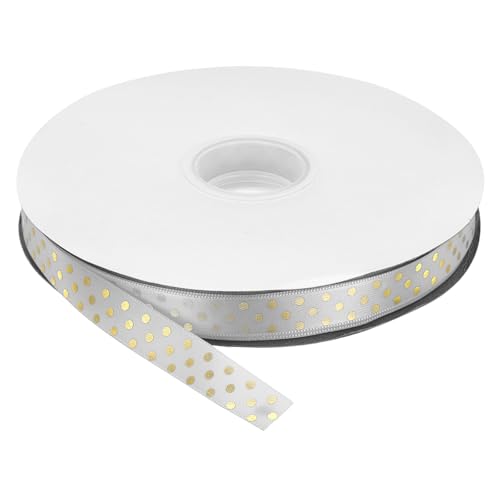 QUARKZMAN Grosgrain Bänder 100 Yards 5/8 Zoll Grau mit Goldpunkten Band Schleifen Dekoration für Basteln Geschenkverpackung Hochzeit DIY Handgefertigt von QUARKZMAN