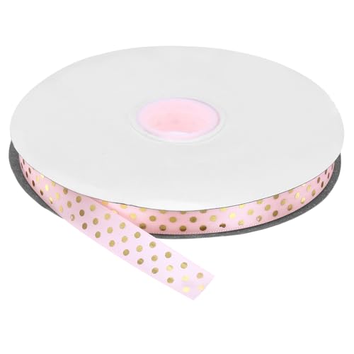 QUARKZMAN Grosgrain Bänder 100 Yards 5/8 Zoll Pink mit Goldpunkten Band Schleifen Dekoration für Basteln Geschenkverpackung Hochzeit DIY Handgefertigt von QUARKZMAN