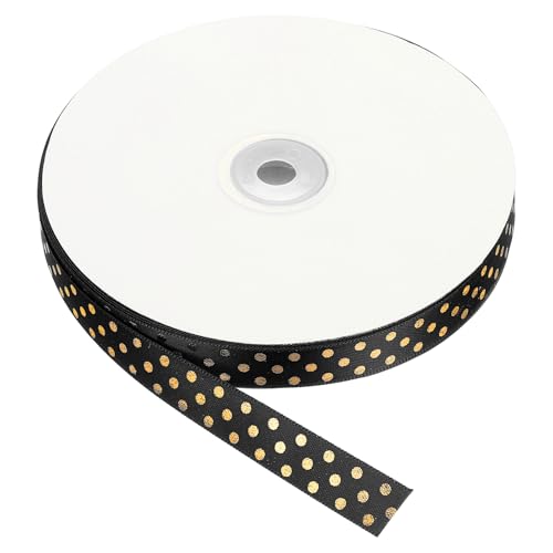 QUARKZMAN Grosgrain Bänder 75 Yards 5/8 Zoll Schwarze Polka Dot Schleifen Dekoration für Basteln Geschenkverpackung Hochzeit DIY Handgemachte Dekoration von QUARKZMAN