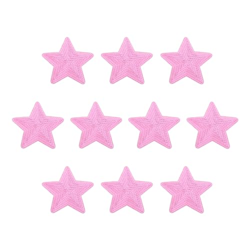 QUARKZMAN Große 5-Sterne Pailletten Aufbügelflicken Bestickte Nähen Pailletten Aufnäher für Kleidungsreparatur Rucksack Schuhdekoration 90x90mm/3.54x3.54" Packung mit 10 (Pink) von QUARKZMAN