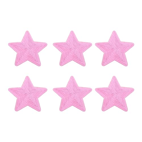 QUARKZMAN Große 5-Sterne Pailletten Aufbügelflicken Bestickte Nähen Pailletten Aufnäher für Kleidungsreparatur Rucksack Schuhdekoration 90x90mm/3.54x3.54" Packung mit 6 (Pink) von QUARKZMAN