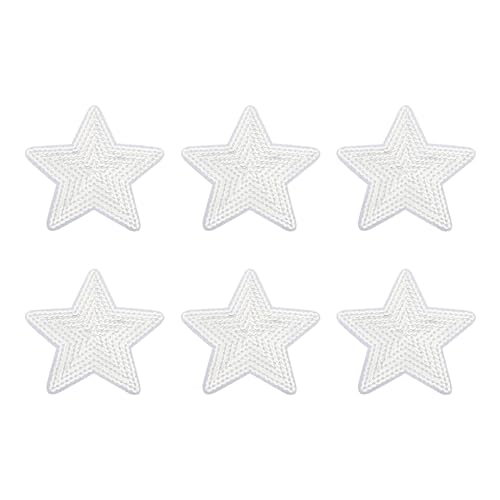 QUARKZMAN Große 5-Sterne Pailletten zum Aufbügeln, bestickte Pailletten-Applikationen zur Reparatur von Kleidung, Rucksäcken und Schuhen, 90x90mm/3.54x3.54", Packung mit 6 (Silber) von QUARKZMAN