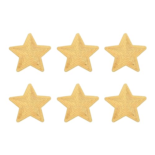 QUARKZMAN Große 5-Sterne Pailletten zum Aufbügeln gestickte Nähpailletten-Applikationen zur Reparatur von Kleidung, Rucksäcken und Schuhen, 90x90mm/3.54x3.54", Packung mit 6 (Gold) von QUARKZMAN