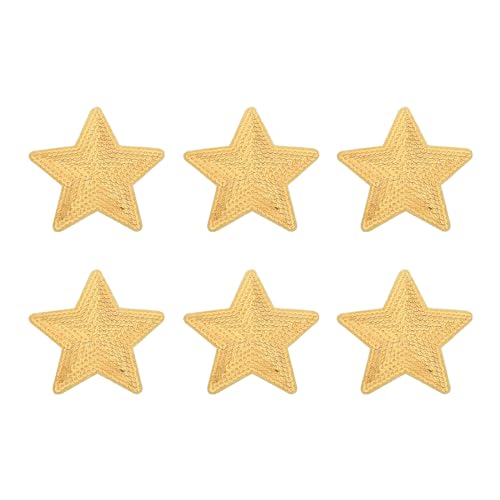 QUARKZMAN Große 5-Sterne Pailletten zum Aufbügeln gestickte Nähpailletten-Applikationen zur Reparatur von Kleidung, Rucksäcken und Schuhen, 90x90mm/3.54x3.54", Packung mit 6 (Gold) von QUARKZMAN
