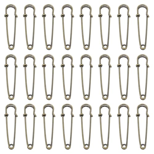 QUARKZMAN Große Sicherheitsnadeln 50mm / 2 Zoll Metall Riesige Nähsicherheitsnadeln Clips für Damenbekleidung Kleid Hosen Rock Taille, Bronze, 24 Stück von QUARKZMAN