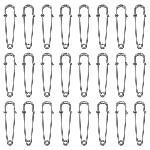 QUARKZMAN Große Sicherheitsnadeln 50mm / 2 Zoll Metall Riesige Nähsicherheitsnadeln Clips für Damenbekleidung Kleid Hosen Rock Taille, Schwarz, 32 Stück von QUARKZMAN