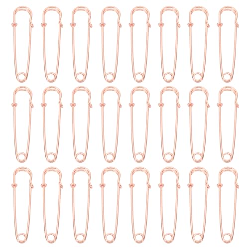 QUARKZMAN Große Sicherheitsnadeln 70mm / 2,76 Zoll Metall Riesige Nähsicherheitsnadeln Clips für Damenbekleidung Kleid Hosen Rock Taille, Roségold, 32 Stück von QUARKZMAN