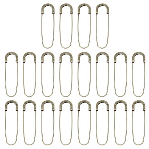 QUARKZMAN Große Sicherheitsnadeln 80mm / 3,15 Zoll Metall Riesige Nähsicherheitsnadeln Clips für Damenbekleidung Kleid Hosen Rock Taille, Bronze, 20 Stück von QUARKZMAN