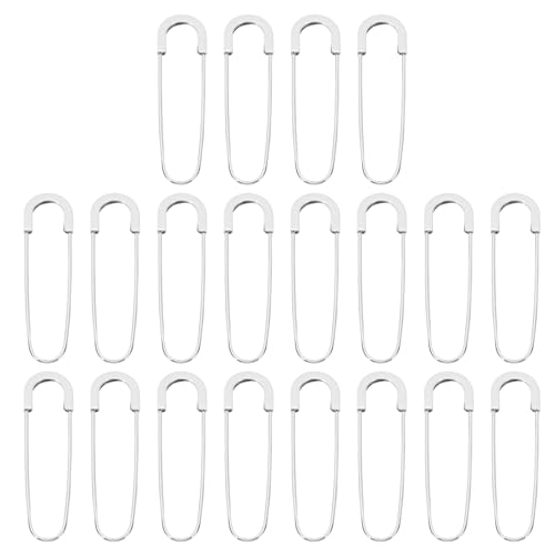 QUARKZMAN Große Sicherheitsnadeln 80mm / 3,15 Zoll Metall Riesige Nähsicherheitsnadeln Clips für Damenbekleidung Kleid Hosen Rock Taille, Silberton, 20 Stück von QUARKZMAN