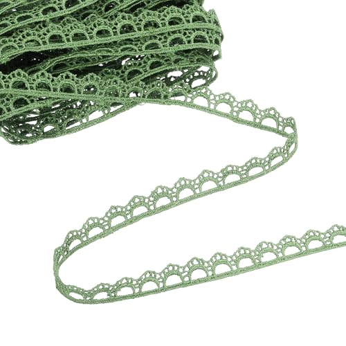 QUARKZMAN Grüne Blumen Spitzenband, 0,9 cm x 4,57 m Polyester besticktes Häkel-Spitzenband Stoff zum Nähen, Hochzeitsdekorationen, Stirnbänder, DIY-Handwerkskunst Herstellung von QUARKZMAN