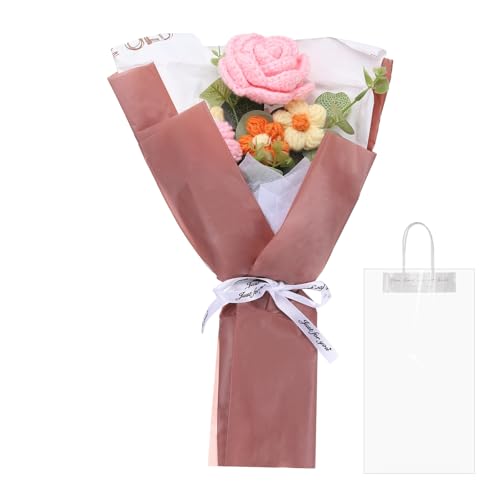 QUARKZMAN Häkelblumen, Handgemachte Gestrickte Blumen, Künstliche Blumensträuße Rosen, Fertige Handgefertigte Blumen, Konservierte Blumen Für Muttertag, Pink QUARKZMAN Häkelblumen, Handgemachte Gestrickte Blumen, Künstliche Blumensträuße Rosen, Fertige Handgefertigte Blumen, Konservierte Blumen Für Muttertag, Pink von QUARKZMAN