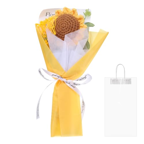QUARKZMAN Häkelblumen, Künstliche Blumensträuße Sonnenblumen, Konservierte Blumen,Handgemachte Gehäkelte Blumen,Fertige Handgefertigte Blumen Für Geschenk, Gelb von QUARKZMAN