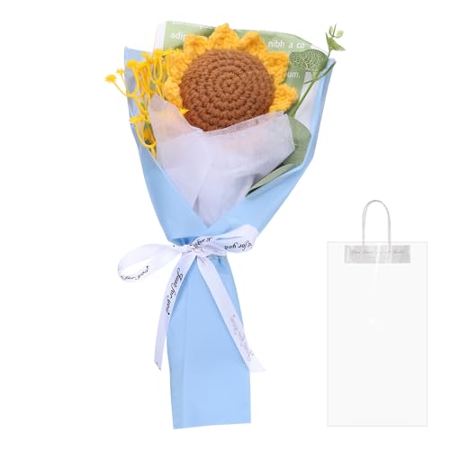 QUARKZMAN Häkelblumen, Künstliche Blumensträuße Sonnenblumen, Handgemachte Gehäkelte Blumen,Konservierte Blumen,Fertige Handgefertigte Blumen Für Geschenk, Blau von QUARKZMAN