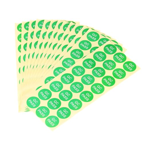 QUARKZMAN Haftetiketten 30mm QC PASS Markierung Runde Aufkleber Manipulationssichere Aufkleber für Industrieartikel Grün Packung mit 1000 von QUARKZMAN