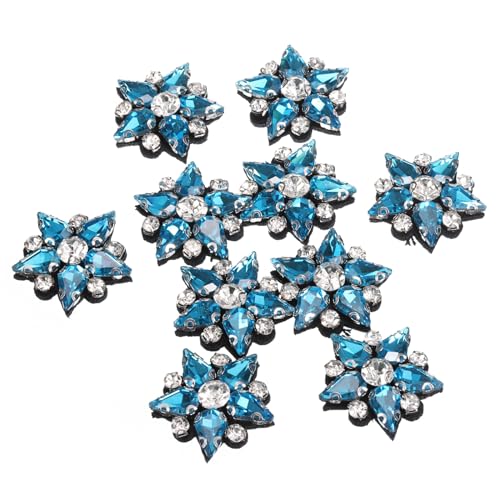 QUARKZMAN Handgemachte Stern Perlen Aufnäher, 10 Stück Glas Kristall Strass Applikationen Stern Aufnäher für DIY Näharbeiten, Himmelblau von QUARKZMAN