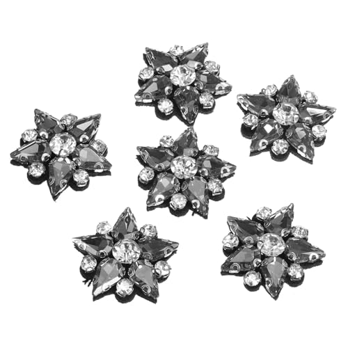 QUARKZMAN Handgemachte Stern Perlen Aufnäher, 6 Stück Glas Kristall Strass Applikationen Stern Aufnäher für DIY Kleidung Nähen Zubehör, Grau von QUARKZMAN