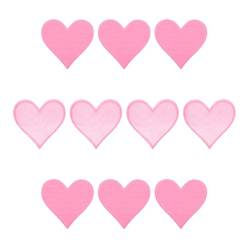 QUARKZMAN Herzflicken Dunkel-Hot-Pink zum Aufbügeln, aufnähbar, bestickt, 2,8 x 2,68 Zoll, Verfahren mit Schmelzkleber für Kleidungsreparatur, Rucksack, Packung mit 10 Stück von QUARKZMAN