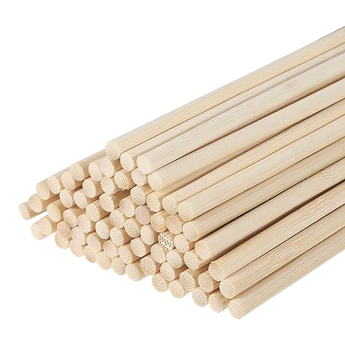 QUARKZMAN Hölzerne Dorn Stäbe 50cm/20" Rund Dorn Stab Holzstäbe 5mm/0.2" Bambus Stick für Kunst Handwerk Foto Stand Requisiten Basteln Gebäude Modell 200 Pack von QUARKZMAN