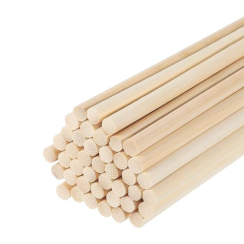 QUARKZMAN Hölzerne Dorn Stäbe 50cm/20" Rund Dorn Stab Holzstäbe 6mm/0.23" Bambus Stick für Kunst Handwerk Foto Stand Requisiten Basteln Gebäude Modell 60 Pack von QUARKZMAN