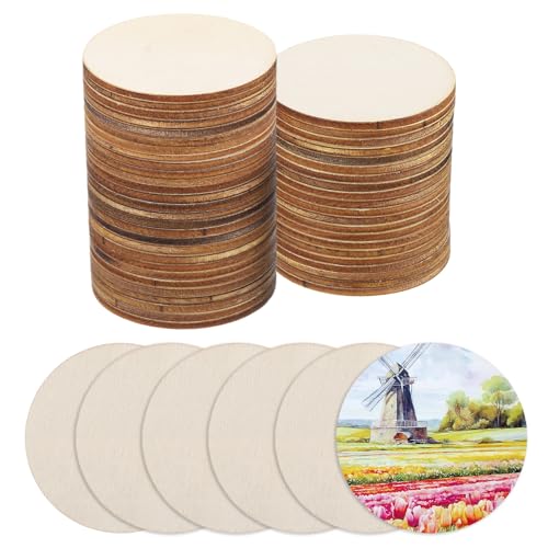 QUARKZMAN Holz zum Basteln, 100 Stück 5cm Holzscheiben Rund Deko zum Bemalen, für Hochzeit，DIY Basteln, Brandmalerei，Geschenk，Weihnachtsschmuck von QUARKZMAN