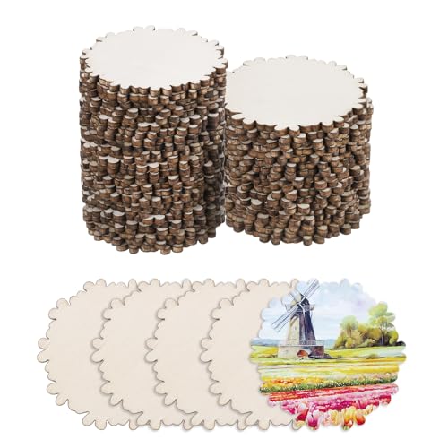 QUARKZMAN Holz zum Basteln, 50 Stück 5cm Schneeflocke Holzscheiben Deko zum Bemalen, für Hochzeit，DIY Basteln, Brandmalerei，Geschenk，Weihnachtsschmuck von QUARKZMAN
