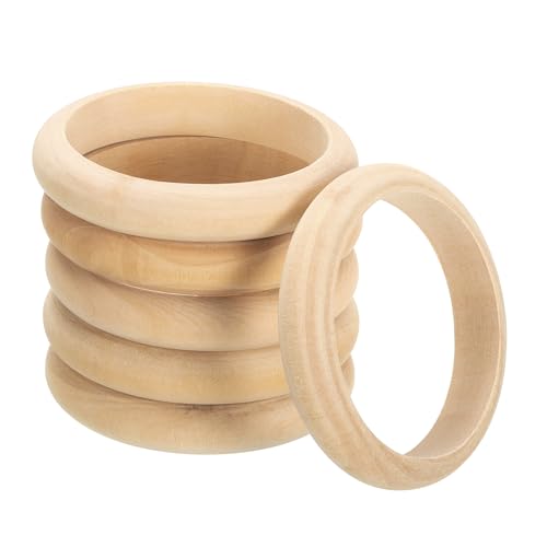 QUARKZMAN Holzarmband, 6 Stück 81mm - Retro-Makramee-Ringe aus Holz, unbehandelte glatte Holzkreise, Holzringe für Bastelarbeiten, Schmuck, DIY-Herstellung, Wohnkultur QUARKZMAN Holzarmband, 6 Stück 81mm - Retro-Makramee-Ringe aus Holz, unbehandelte glatte Holzkreise, Holzringe für Bastelarbeiten, Schmuck, DIY-Herstellung, Wohnkultur von QUARKZMAN