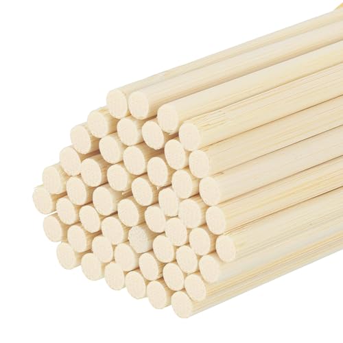 QUARKZMAN Holzdübelstangen, 50cm/20" Runde Holzdübelstangen, 4mm/0,16" Bambusstäbe für Kunsthandwerk, Fotokabine Requisiten, DIY-Modellbau, 50er Pack von QUARKZMAN