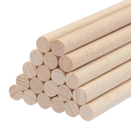 QUARKZMAN Holzdübelstangen Holzstäbe, 15cmx0.7cm Runde Holzdübelstangen für DIY, Kunstdekoration, Bastelstab, handgefertigte kleine Holzstäbe, Packung mit 20 Stück von QUARKZMAN