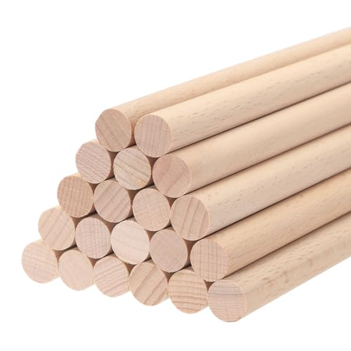 QUARKZMAN Holzdübelstangen Holzstäbe, 60cmx1.2cm Runde Holzdübelstangen für DIY, Kunstdekoration, Bastelstab, handgefertigte kleine Holzstäbe, Packung mit 30 Stück von QUARKZMAN
